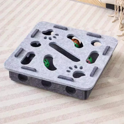 Interactive Cat Puzzle Maze Toy | Felt Box with Bell Ball