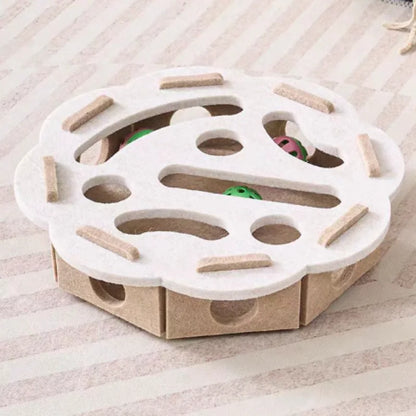 Interactive Cat Puzzle Maze Toy | Felt Box with Bell Ball