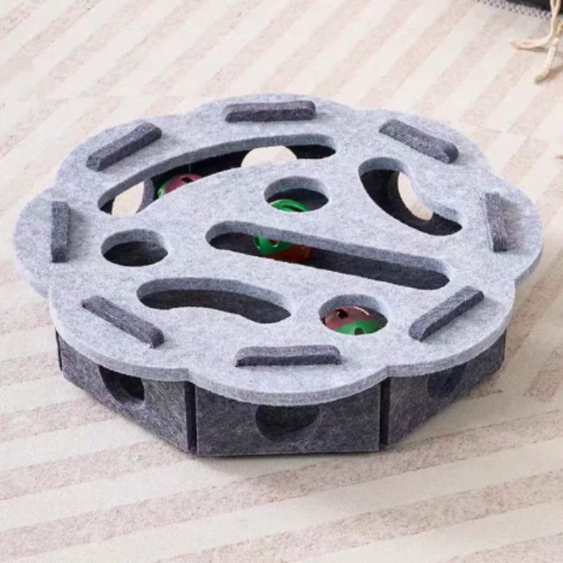 Interactive Cat Puzzle Maze Toy | Felt Box with Bell Ball