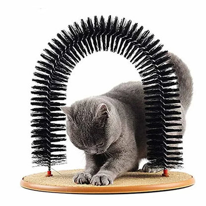 Cat Toy Arch Self-Groomer & Scratching Pad with Massage Brush