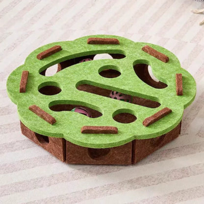 Interactive Cat Puzzle Maze Toy | Felt Box with Bell Ball