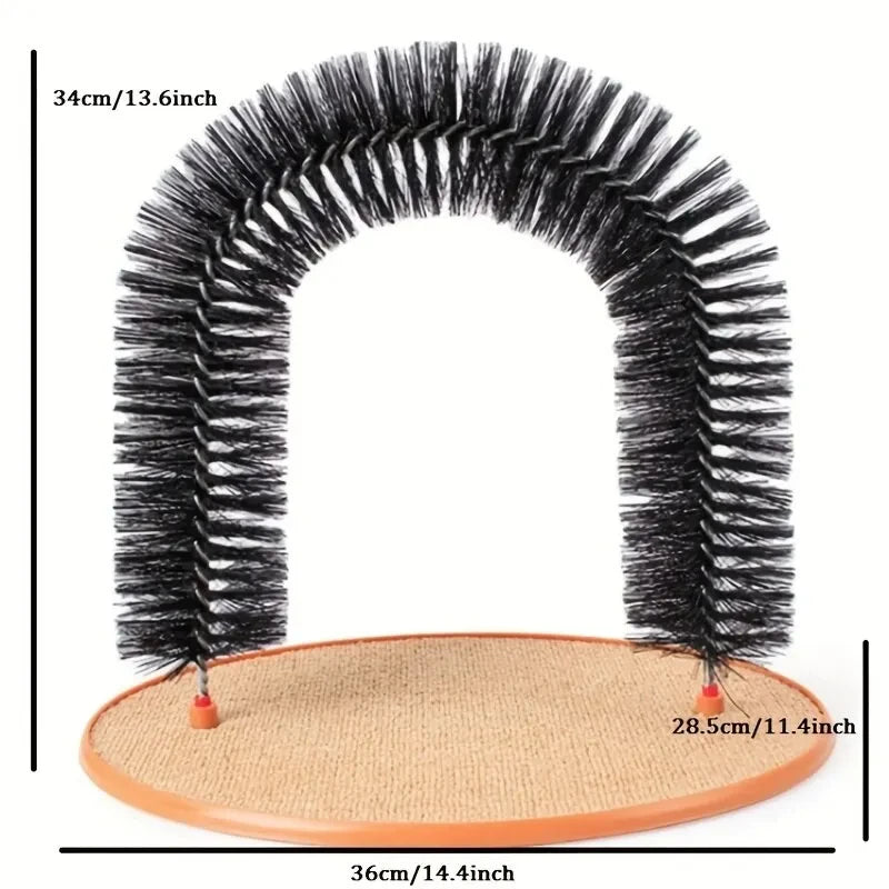 Cat Toy Arch Self-Groomer & Scratching Pad with Massage Brush