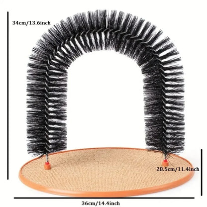 Cat Toy Arch Self-Groomer & Scratching Pad with Massage Brush
